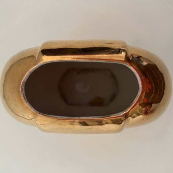 Vintage Round Gold Ceramic Vase - Picture 8 of 10